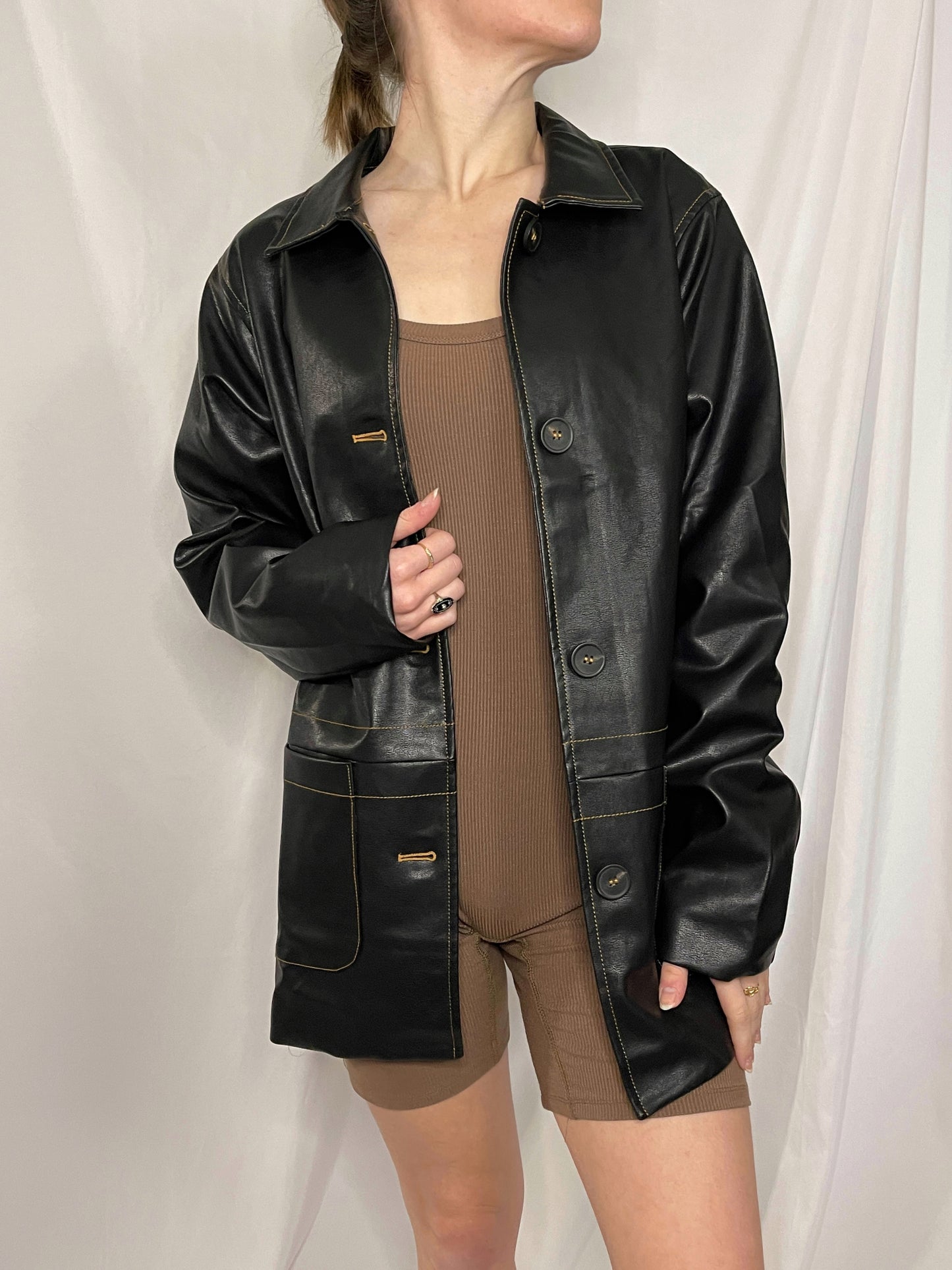 Boyfriend Oversized pleather jacket