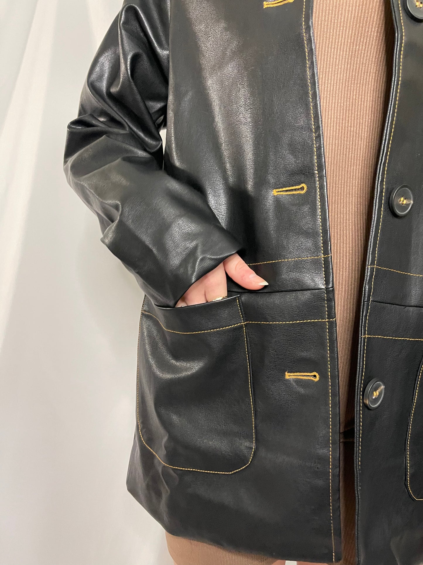 Boyfriend Oversized pleather jacket