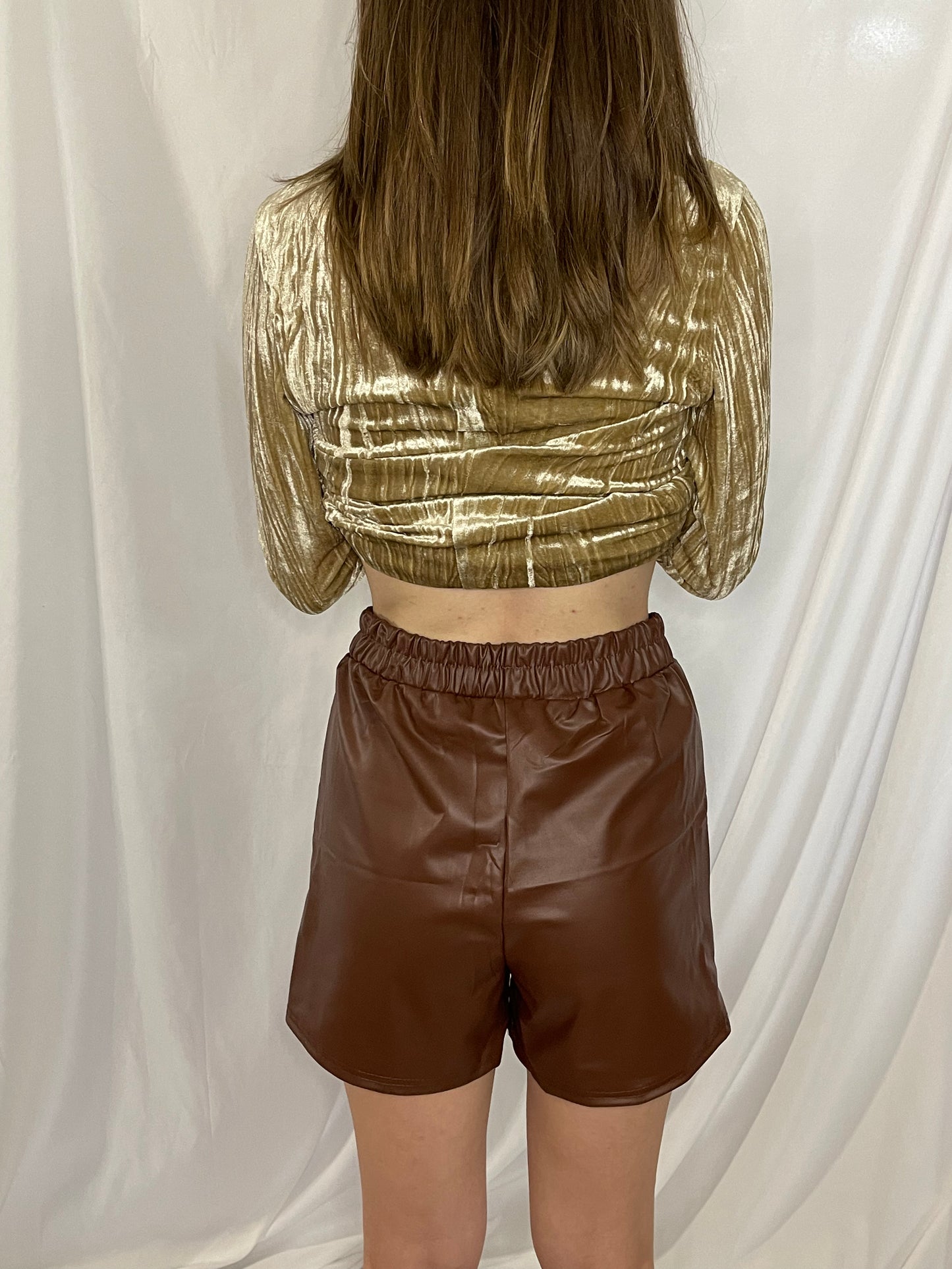 Cocoa pleather shorts